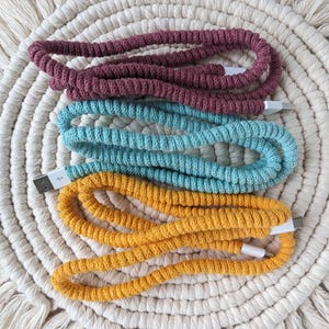 Cotton Covered Phone Charger | iPhone Charger Android Type-C USB-C | Handmade Sustainable Cotton | Phone Accessories | Durable Phone Cord
