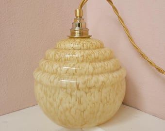 Clichy lamp, yellow Clichy pendant lamp, art deco lamp, cloud glass lamp, glass clichy lamp