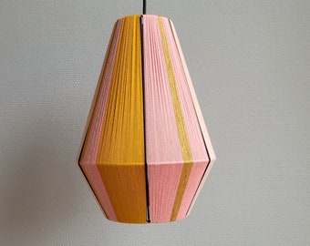 Lantern lampshade, woven lampshade, wire lamp, color block lamp, boho pendant lamp