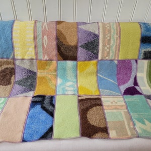 patchwork blanket, wool blanket, sheepwool baby blanket, throw, bedspread 105-130 cm, Hebben&Houden