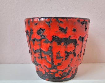 Vintage plant pot, fat lava flower pot, retro flower pot, 70s pot, mid-century, flower pot, fat lava pot