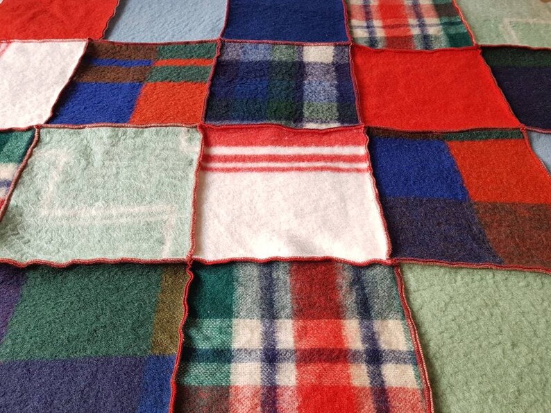 Patchwork throw /vintage throw / wool blanket country style Etsy