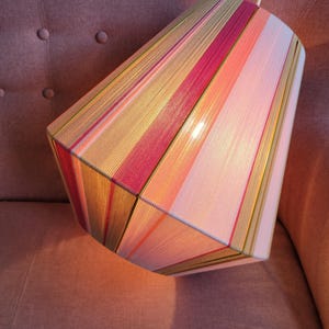 XL LAMPION lampenkap, geweven lampenkap, draadlamp, colourblock lamp, boho hanglamp, yarn wrapped lamps