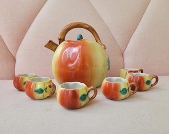 Limoges Calvados set, Limoges liqueur set, Limoges Pallas, liqueur carafe with cups