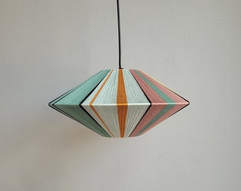 UFO lamp, geweven lampenkap, colourblock lamp, hanglamp, draadlamp