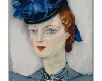 Exhibition poster by Kees van Dongen blue hat, museum poster by van Dongen