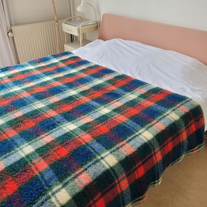 retro deken, vintage wollen deken, scheerwollen deken, Aabe deken 155-230 cm