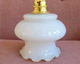 Vintage French opaline Pendant Light, white frilled edges lamp, white opaline glass lamp, handkerchief lampshade, art deco lamp