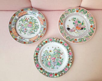 Set of 3 Qianlong plates, Chinese porcelain plates, decorative Chinese plates
