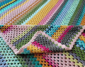 vintage blanket retro crocheted bedspread / retro throw / vintage blanket 195-225 cm granny bedspread, crocheted throw
