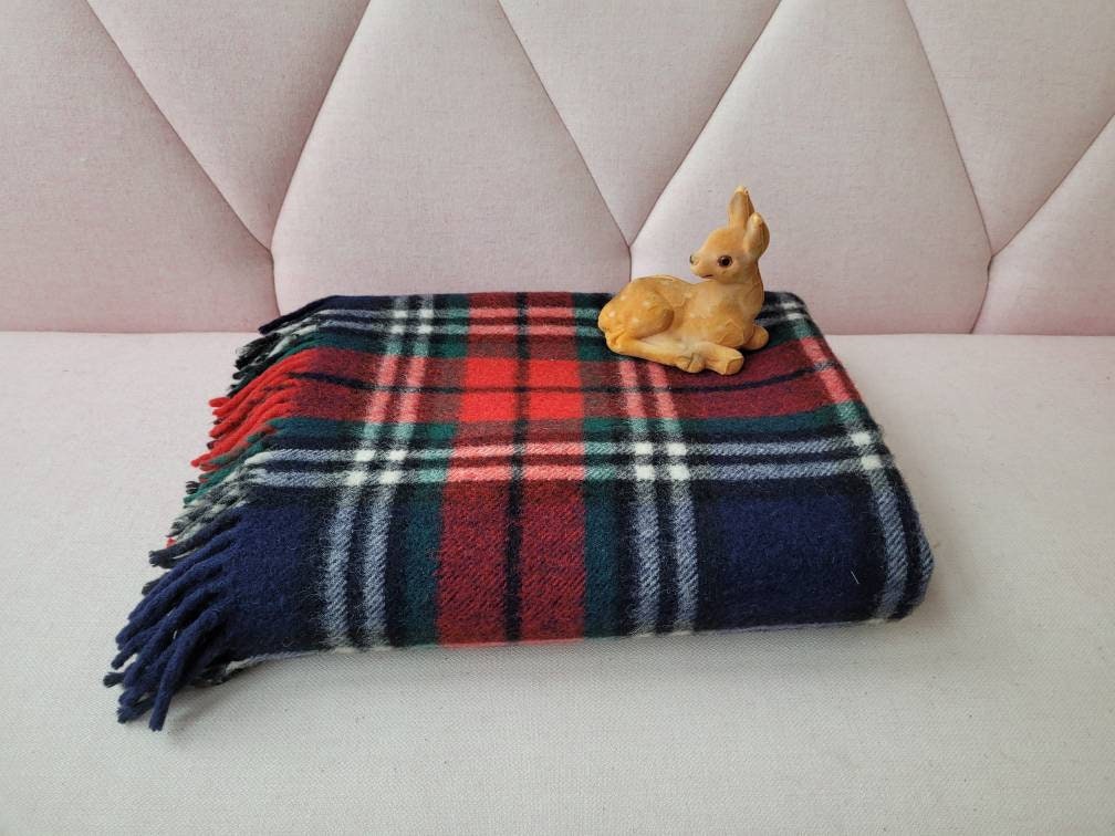 ヴィンテージウールチェック柄/ウールブランケット Aabe オランダ製