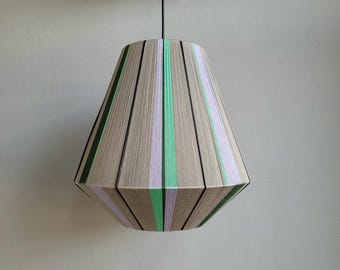 XL LANTERN lampshade, woven lampshade, wire lamp, colourblock lamp, boho pendant lamp, yarn wrapped lamps