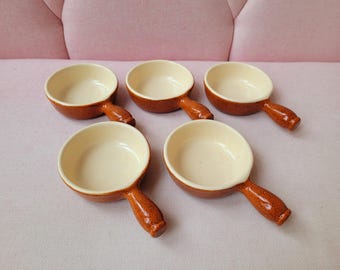 Set of 5 vintage oven dishes, ceramic gratin dishes, Emile Henry pans, French ceramics, gratin pans