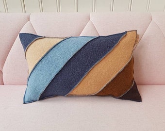 Wool blanket cushion, cushion made of vintage wool Aabe blankets 40/60 cm, retro wool cushion, patchwork cushion