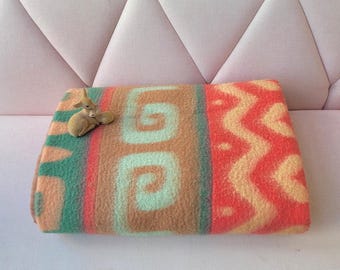 Vintage blanket, retro blanket, vegan blanket, Dralon blanket, vegan blanket, 220-240 cm, two-tone blanket