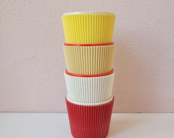 Set of 4 retro egg cups, vintage plastic egg cups, vintage egg cups, Turkstra egg cups, 70s tableware