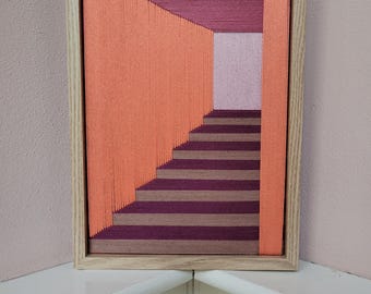 Textile art, woven art, miniature wall art, woven wall art, geometric wall art, textile wall art