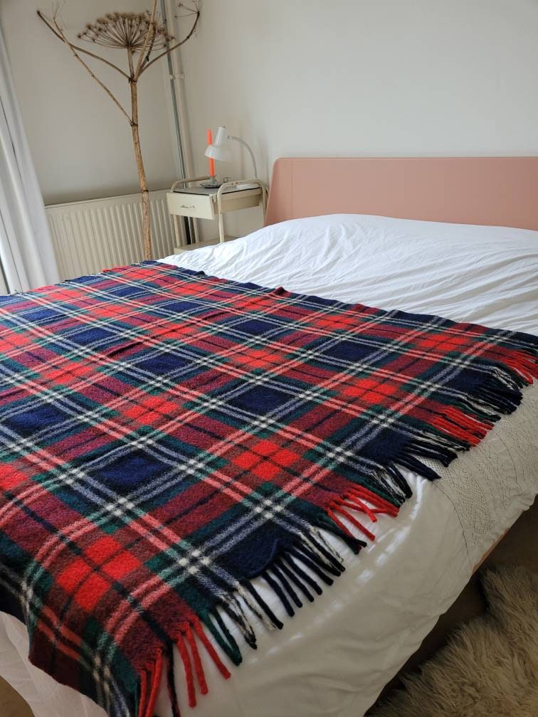 ヴィンテージウールチェック柄/ウールブランケット Aabe オランダ製
