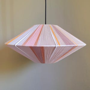 Large yarn wrapped lampshade, bonbon lamp, cotton woven  pendant, yarn wrap pendant. UFO lampshade