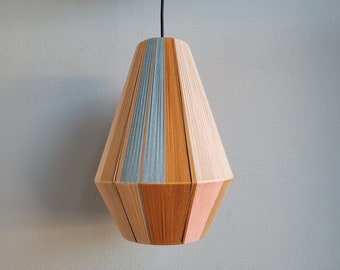 bonbon lampenkap, geweven lampenkap, draadlamp, colourblock lamp, hanglamp