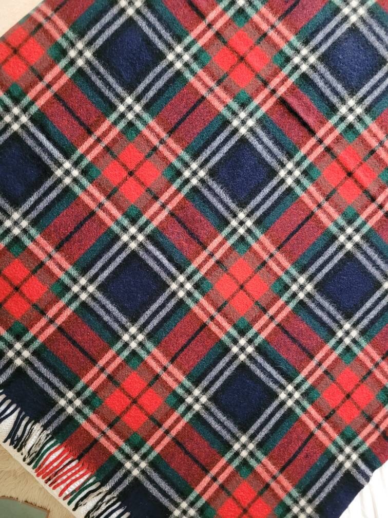ヴィンテージウールチェック柄/ウールブランケット Aabe オランダ製