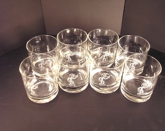 8 Vintage Reddy Kilowatt lowball glasses unused and scarce in the original box