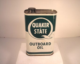 Lata vacía de aceite para motores fuera de borda Quaker State vintage de 1 cuarto de galón