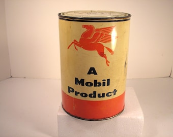 Vintage Mobil Grease 5 Pfund Pegasus Dose leer