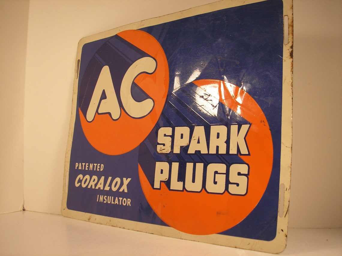 Vintage AC spark plug sign Etsy