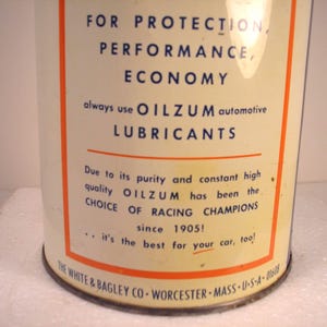Aceite vintage Oilzum de 2 libras. Lata de grasa imagen 6