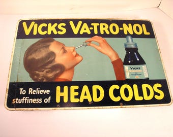 Lithographed Tin Sign advertising Vicks Va-Tro-Nol