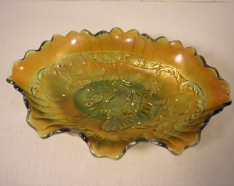 Carnival Glass Northwood Pickle Dish  "Poppy" pattern