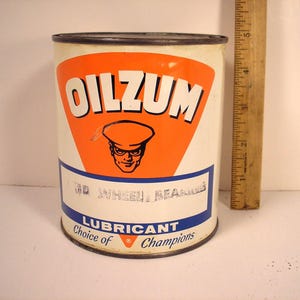 Aceite vintage Oilzum de 2 libras. Lata de grasa imagen 7