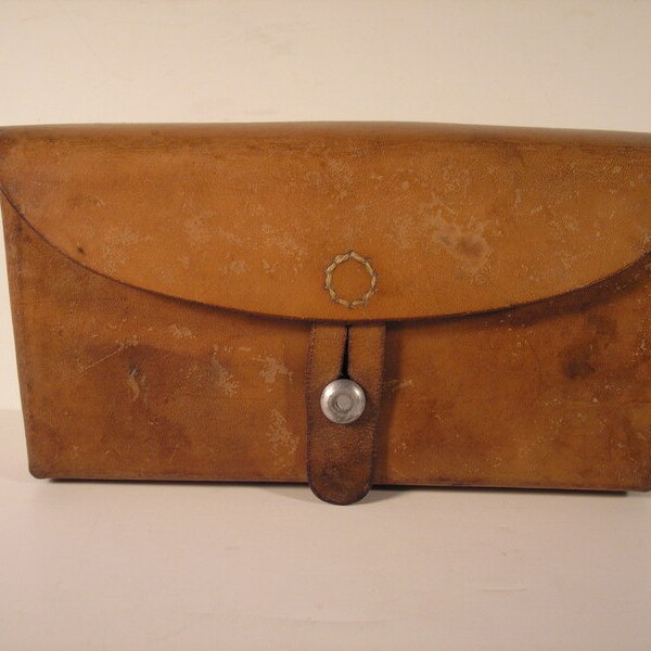 Vintage Swiss army leather ammo pouch.