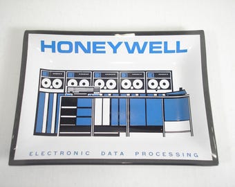 Honeywell H200 computer, smoked glass ashtray or Trinket Dish
