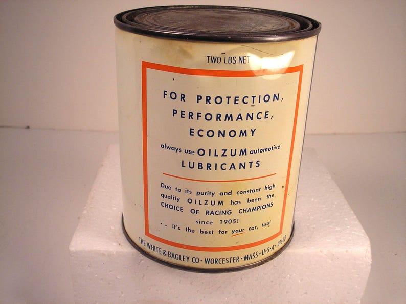Aceite vintage Oilzum de 2 libras. Lata de grasa imagen 2