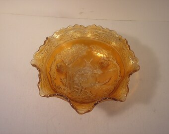 Imperial Carnival glass bowl "double Dutch" pattern