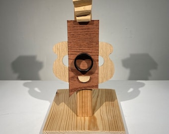 Gitarre Kubismus - Original Holzskulptur - Tabletop