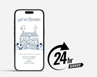 We've Moved, Moving Announcement Digital Mobile Text Message Postcard, New Address Announcement Download, New Home Text Card