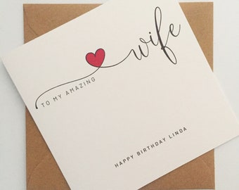 Birthday Card for Wife, Personalised Happy Birthday to my amazing Wife card, Happy Birthday Wife, Wife Birthday Card, Wife Bday Card