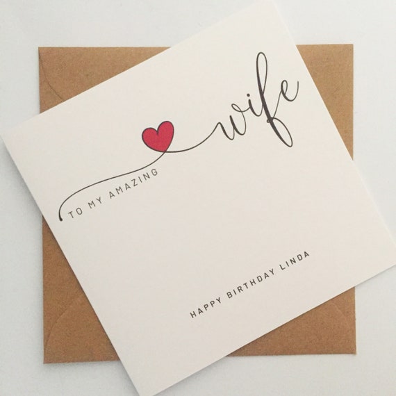 Birthday Card for Wife, Personalised Happy Birthday to my amazing Wife card, Happy Birthday Wife, Wife Birthday Card, Wife Bday Card