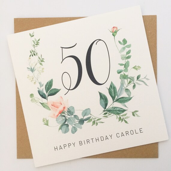 50th Birthday Card Happy 50th Birthday Female Womens Fifty Etsy UK