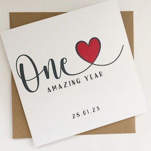 Personalised One Year Anniversary Card, One Amazing Year, 1 Year Anniversary Card for Boyfriend, Girlfriend or Partner