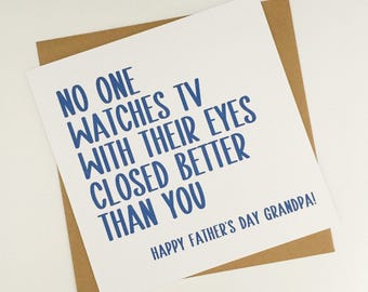 Funny Father's Day Card for Grandpa, TV Humour for Grandad, Gramps, Pops