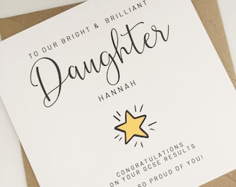 Personalised GCSE Results Card for Daughter, Congratulations Card, Exam Results Card, GCSE or A Level Card To Son, Grandson, Granddaughter