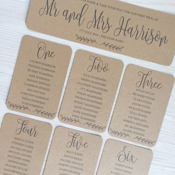 Wedding Seating Chart Cards