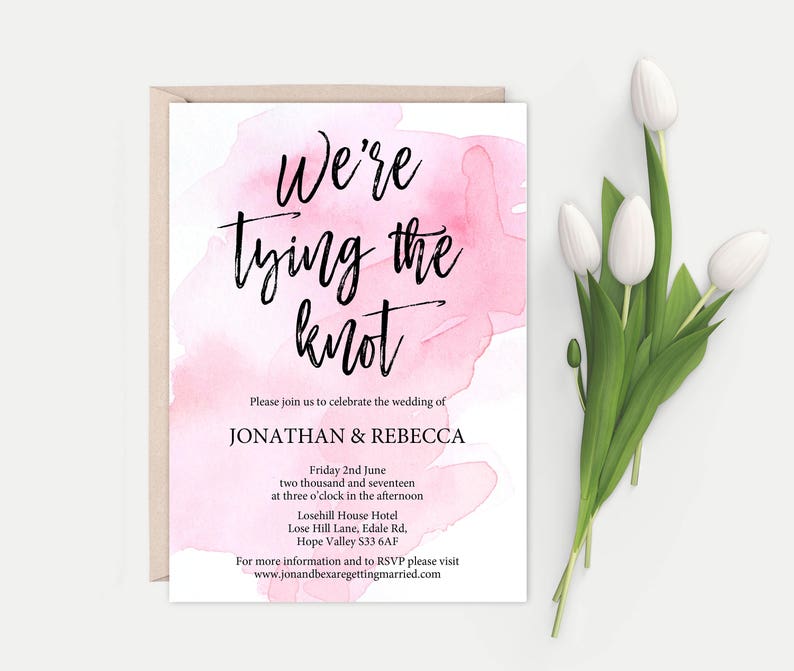 Simple Invitation DIY Wedding Invites, Printable Wedding Invitation Modern Calligraphy Minimal Wedding Invitations