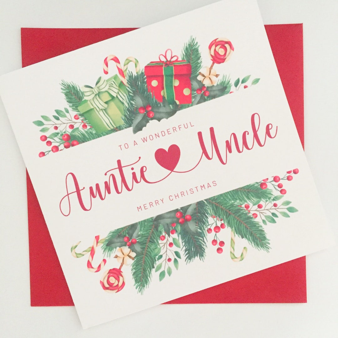 Auntie and Uncle Christmas Card From Niece or Nephew Merry Etsy UK