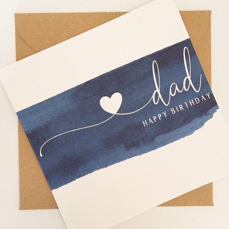 Blue watercolour dad birthday card