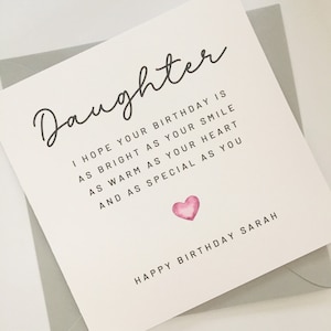 Personalised Daughter Birthday Card, Special Daughter Birthday Card, Wonderful Daughter, Teenage Grown Up Daughter Birthday Card